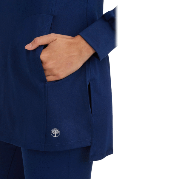 ⁦Healing Hands Women’s Fatima Solid Scrub Top + Rebecca Drawstring Flare Scrub Pant / Navy⁩ - الصورة ⁦2⁩